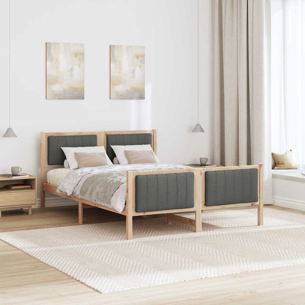 Bettgestell Braun und hellgrau 200 x 200 cm Massivholz Kiefer