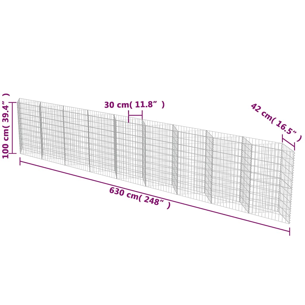 Gabionenwand Verzinkter Stahl 450×30×100 cm