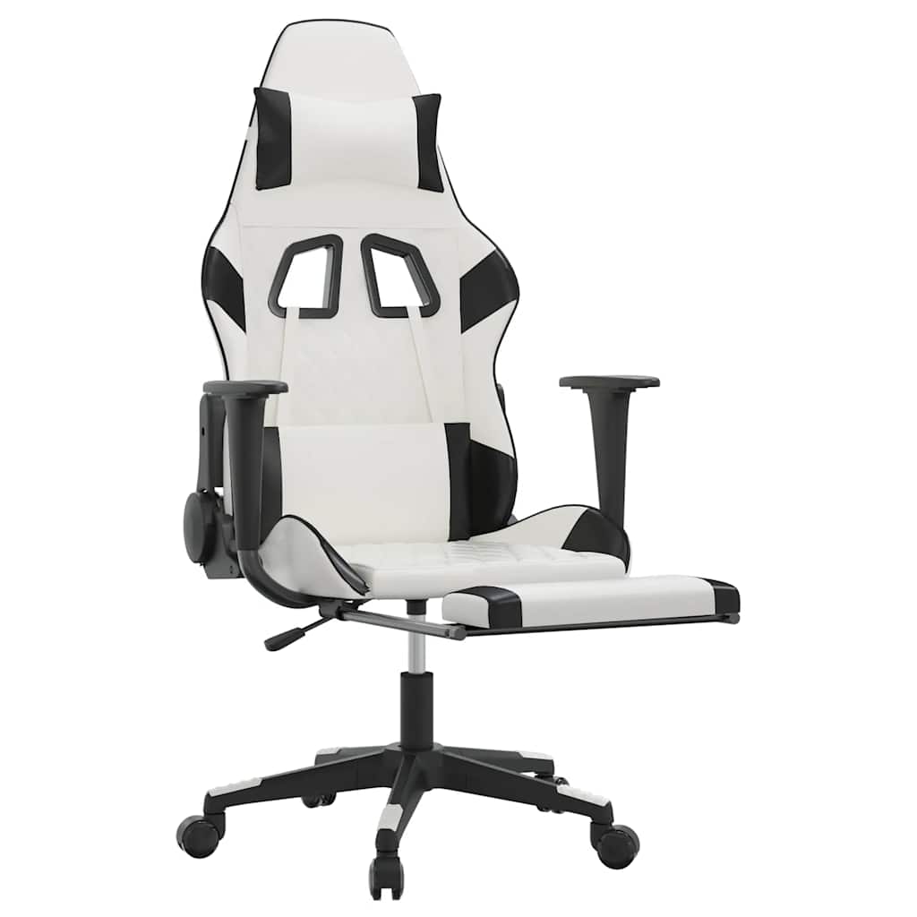 Gaming-Stuhl mit Massagefunktion Schwarz und Blau Kunstleder