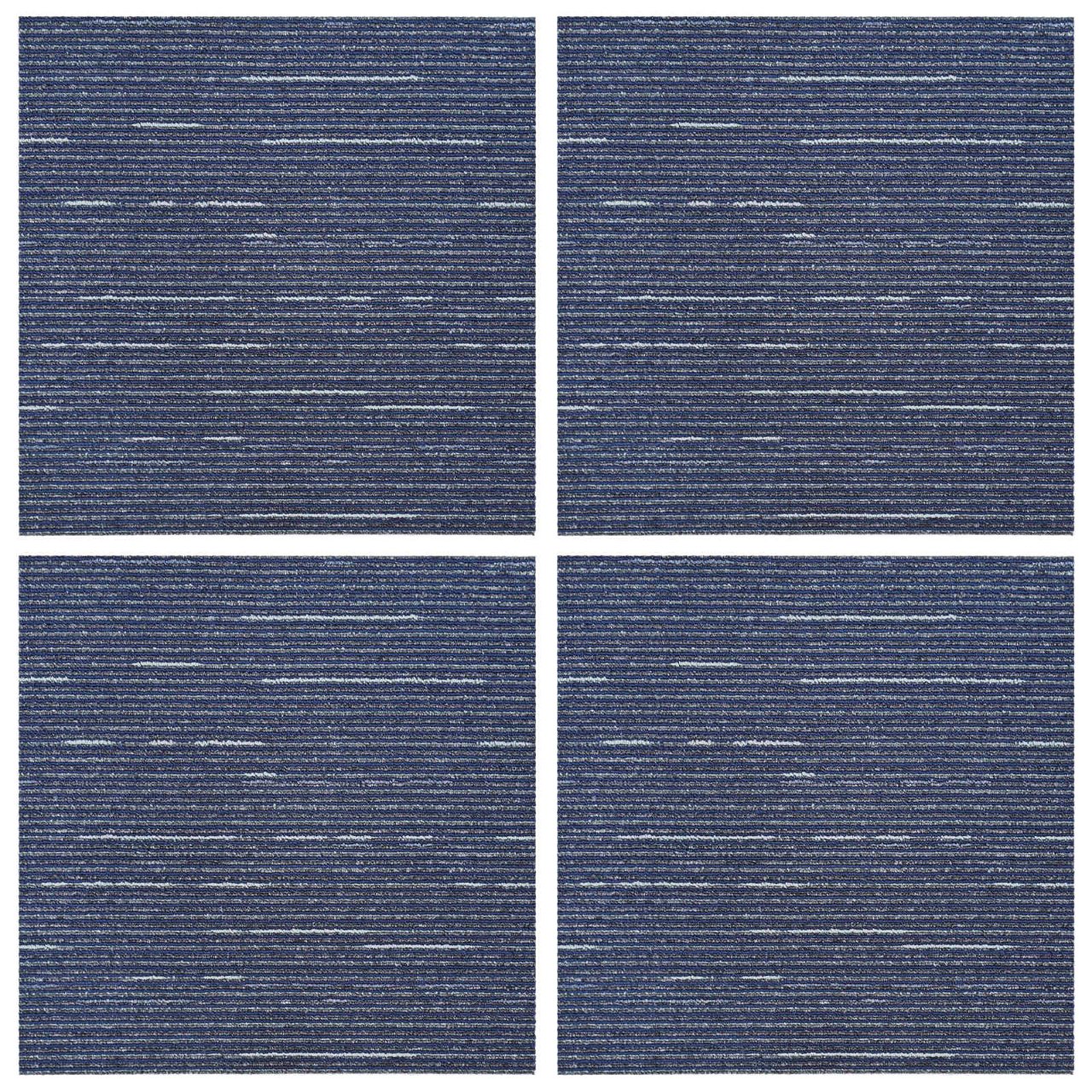 Teppichfliese Hellgrau mit Streifen 50 x 50 cm 4 pcs