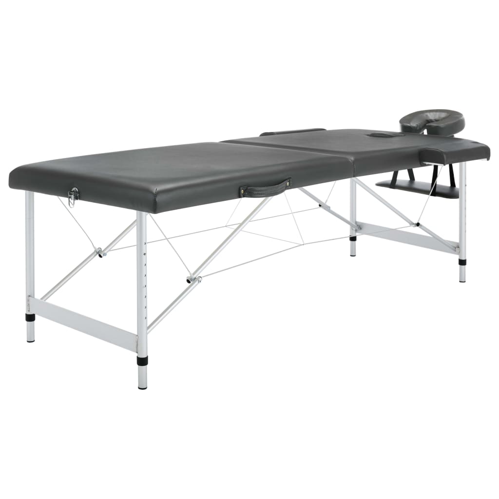 Massageliege Klappbar 2-Zonen mit Aluminiumgestell Schwarz