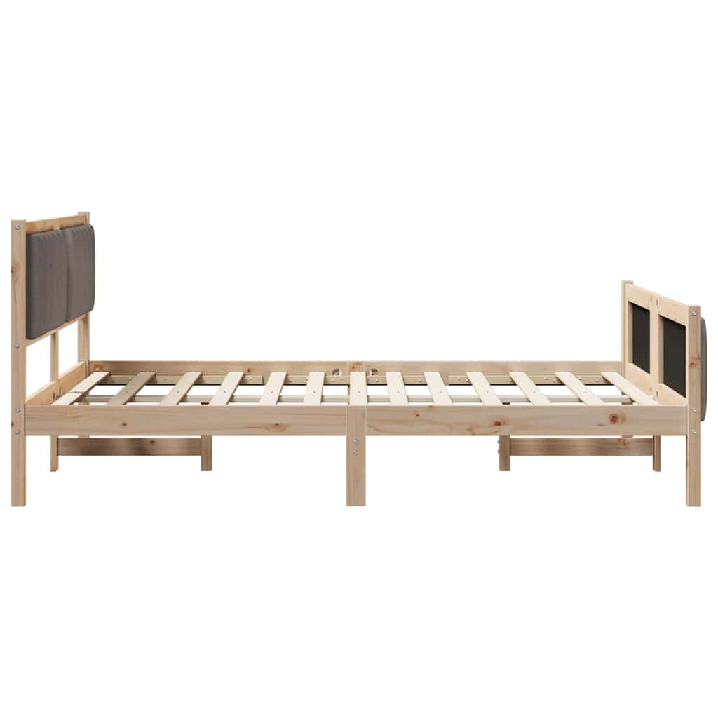 Bettgestell Braun und hellgrau 200 x 200 cm Massivholz Kiefer