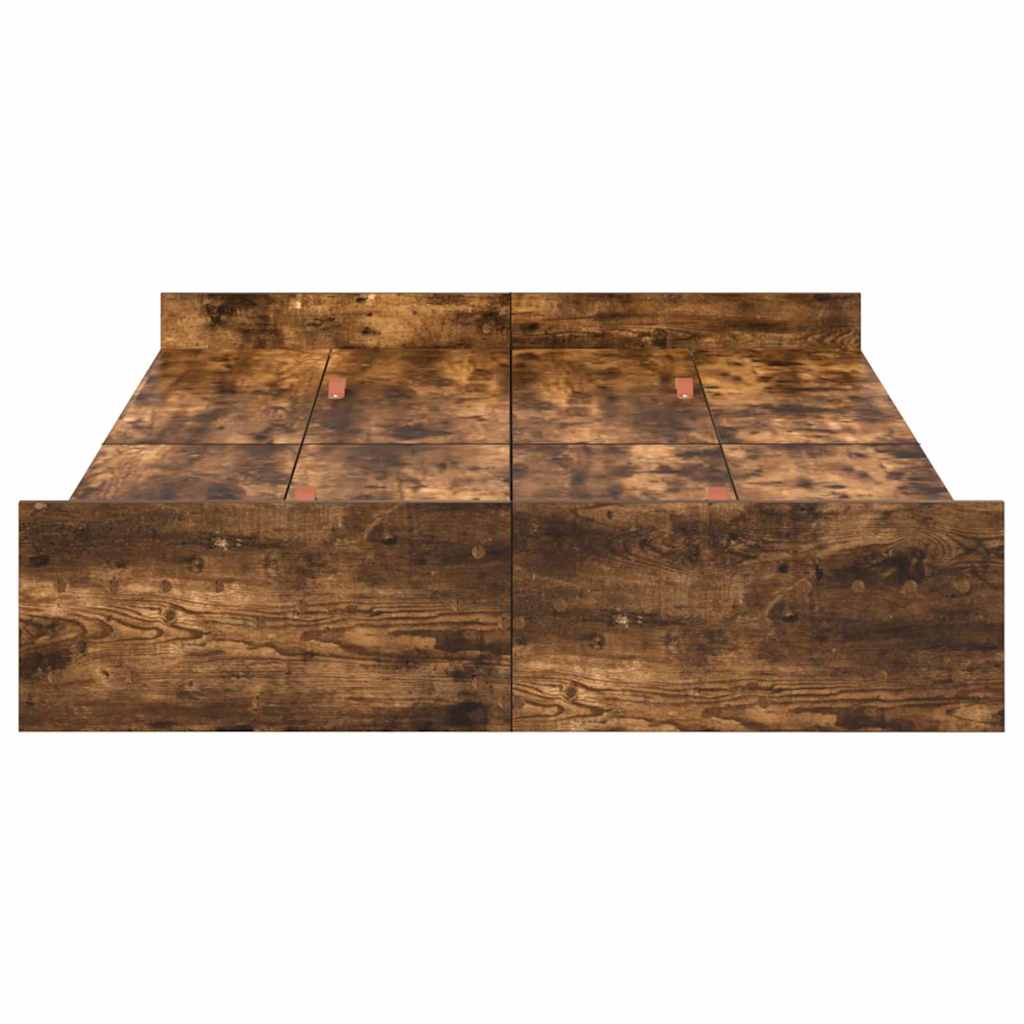 Aufbewahrungsbettgestell Weiß 200 x 200 cm Holzwerkstoff