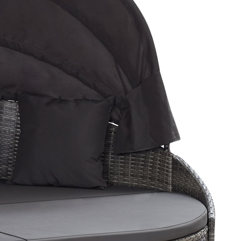Outdoor-Loungebett mit Dach Poly Rattan Braun