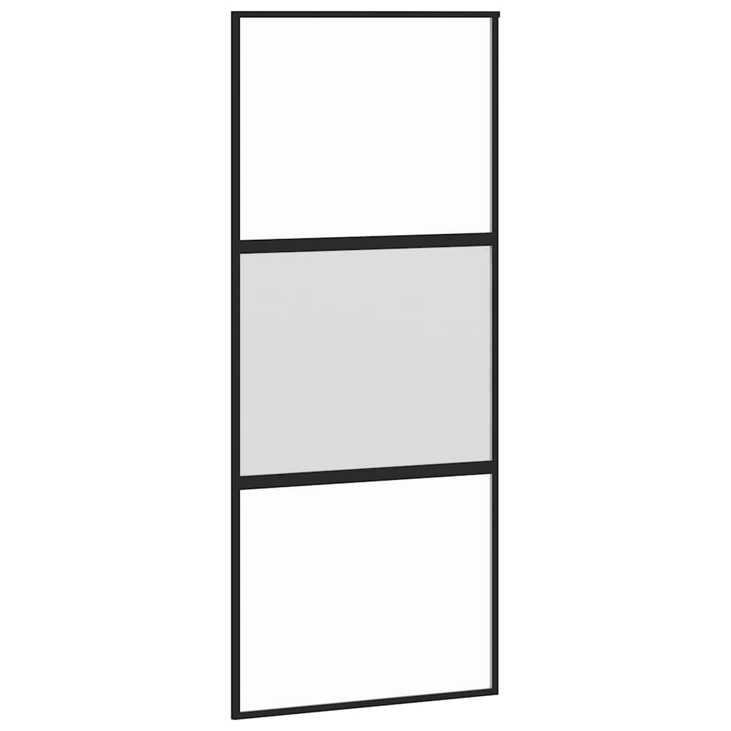 Schiebetür mit Beschlag Schwarz 76x205 cm Hartglas