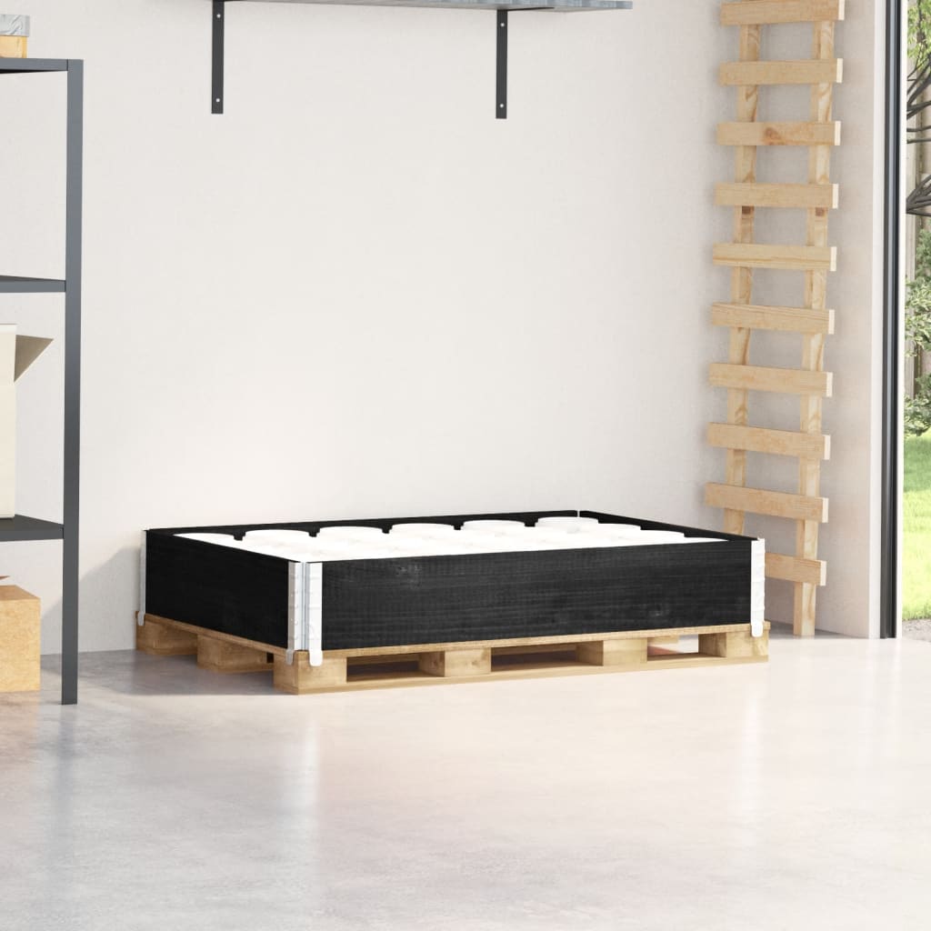 Paletten-Aufsatzrahmen Schwarz 80x60 cm Massivholz Kiefer