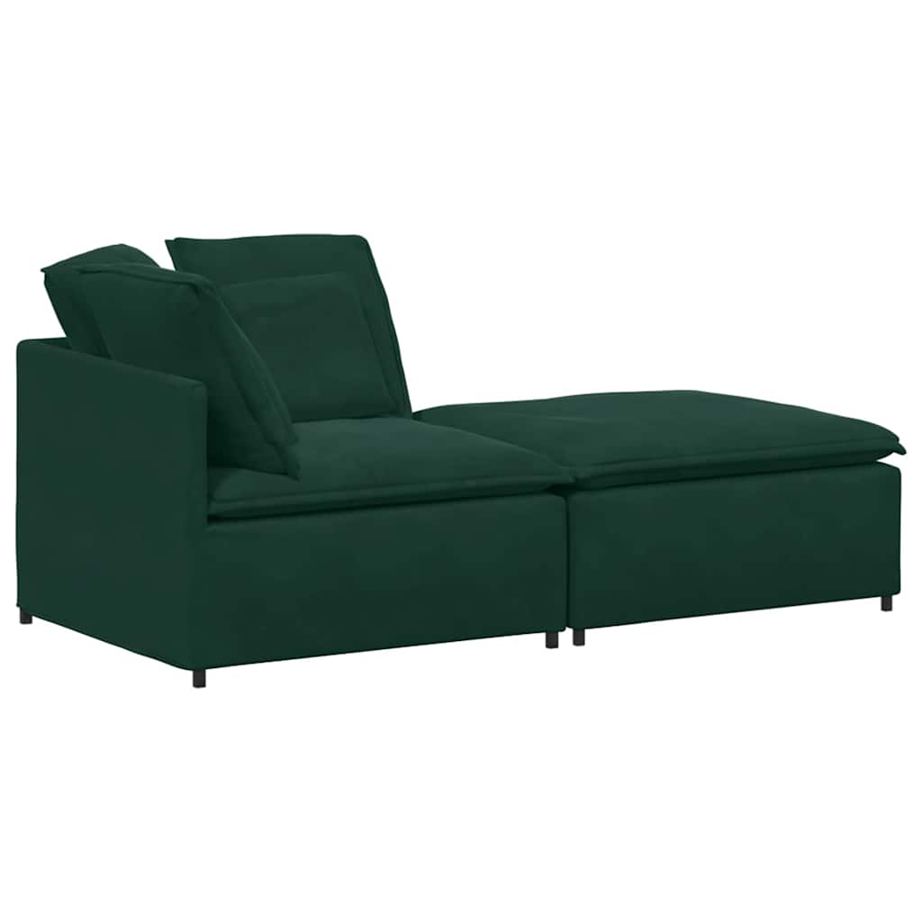 Modulares Sofa mit Fußhocker Kissen Samt Blau