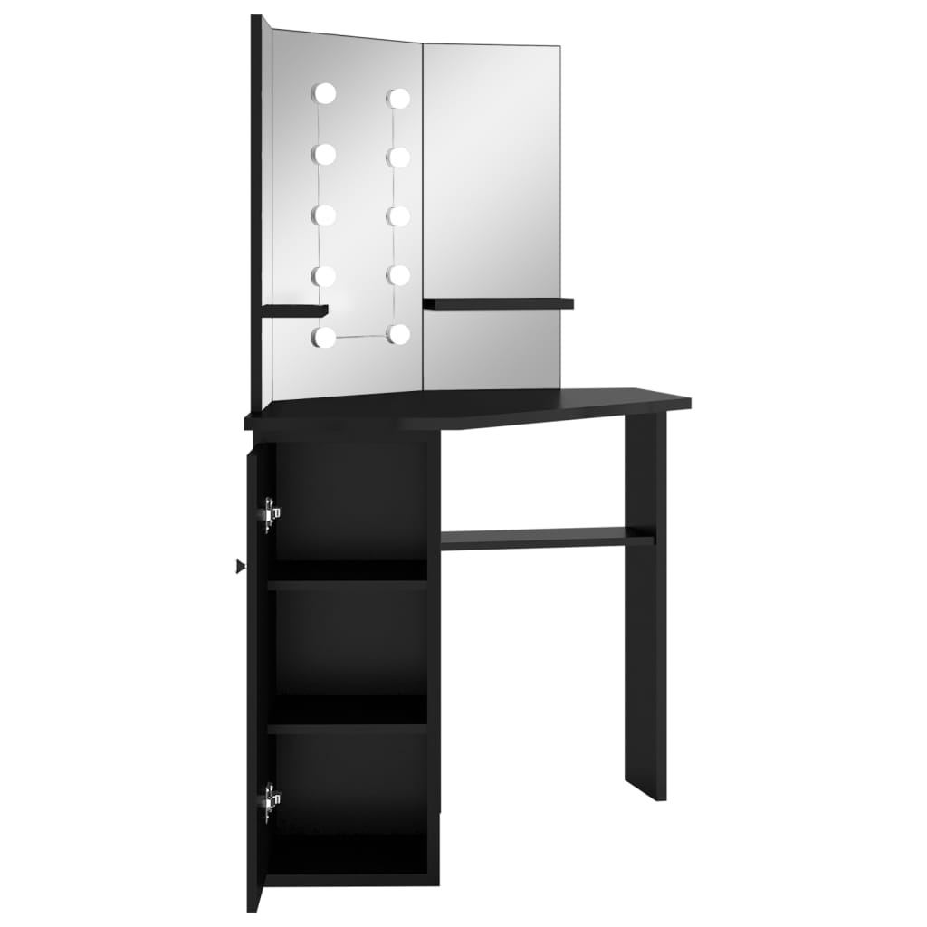 Eck-Schminktisch mit LED Grau 111x54x141,5 cm