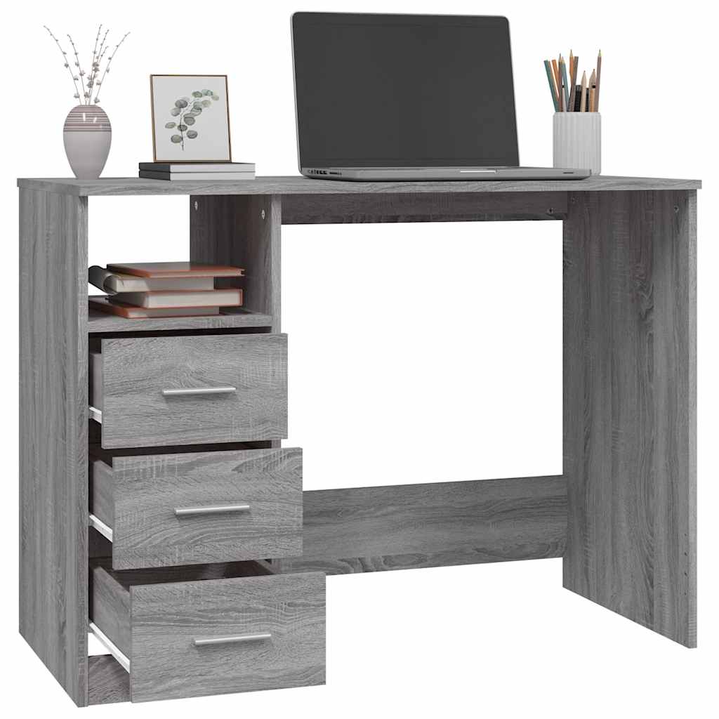 Schreibtisch mit Schubladen Weiß 102x50x76 cm Holzwerkstoff