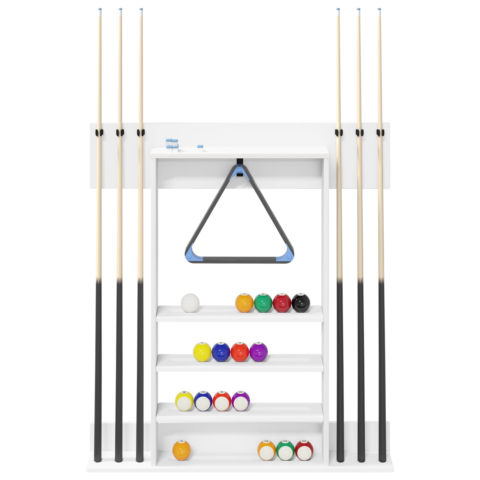 Billardqueue-Ständer Holzwerkstoff 93 x 12 x 103 cm Weiß