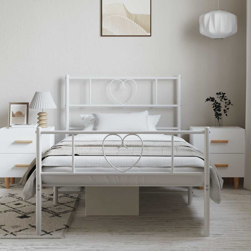 Bettgestell mit Kopfteil Metall Schwarz 100x190 cm