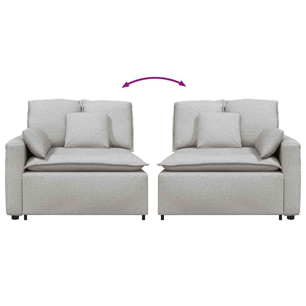 Modulares Sofa Endmodul mit Armlehne Kissen Hellgrau 100 cm