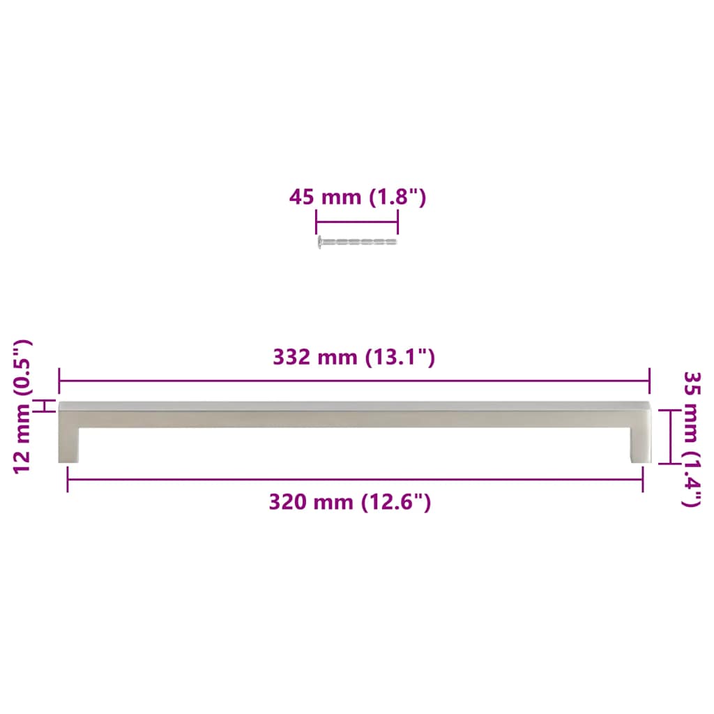 Möbelgriffe 10 Stk. Silbern 64 mm Edelstahl