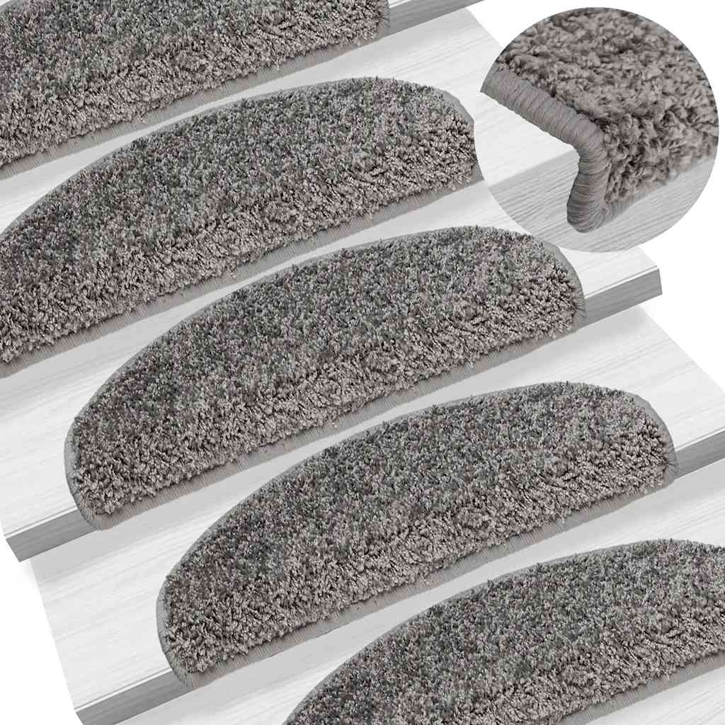 Stufenmatten 15 Stk. 56x17x3 cm Grau Halbrund