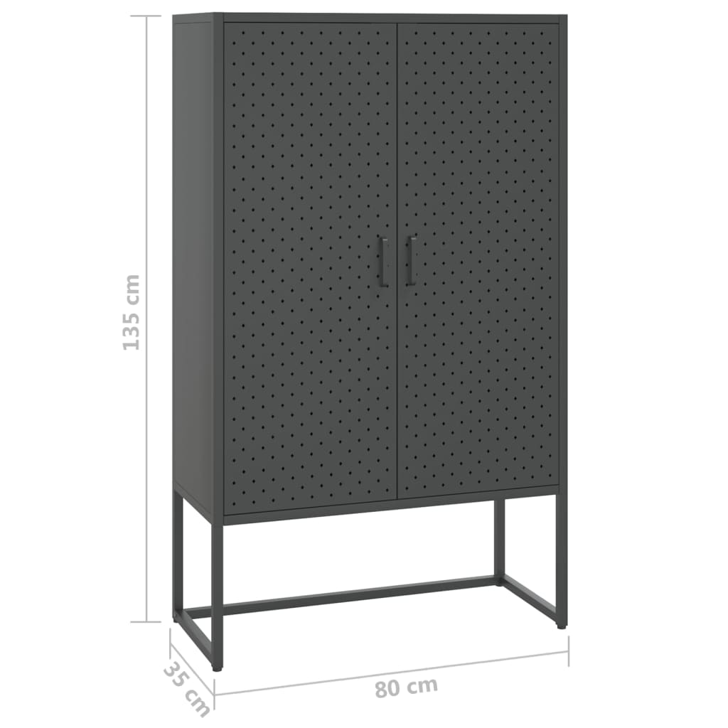 Highboard Weiß 80x35x135 cm Stahl