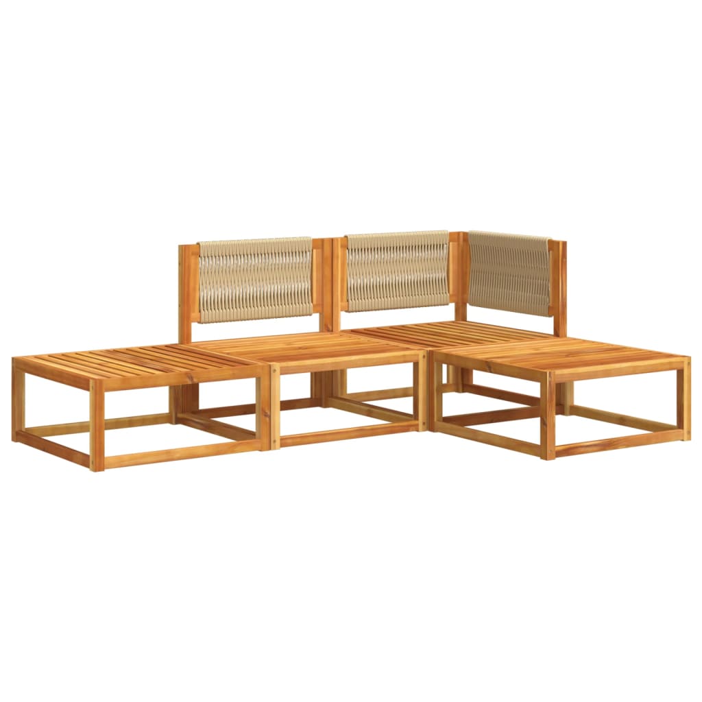 6-tlg. Gartensofa-Set mit Kissen Holz Akazie & Seil