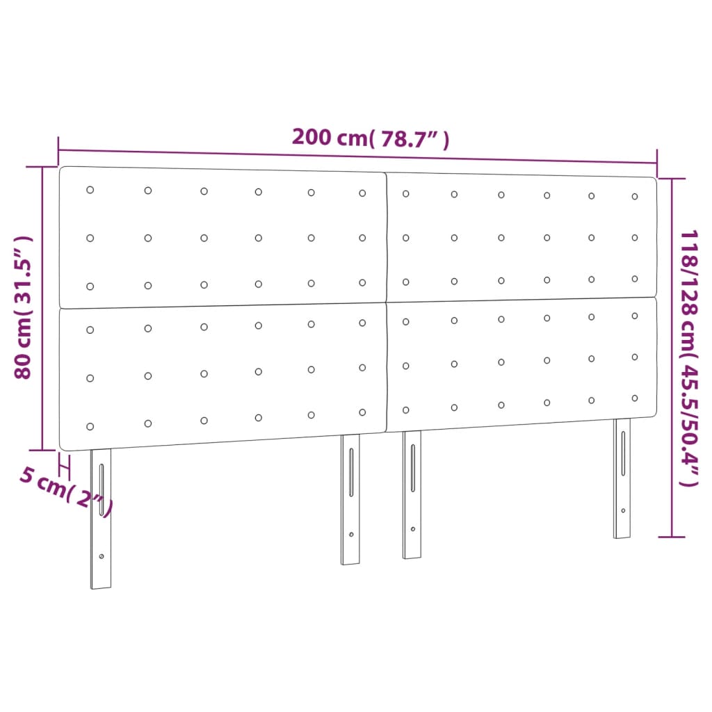 Kopfteil Hellgrau 80x5x118/128 cm Samt