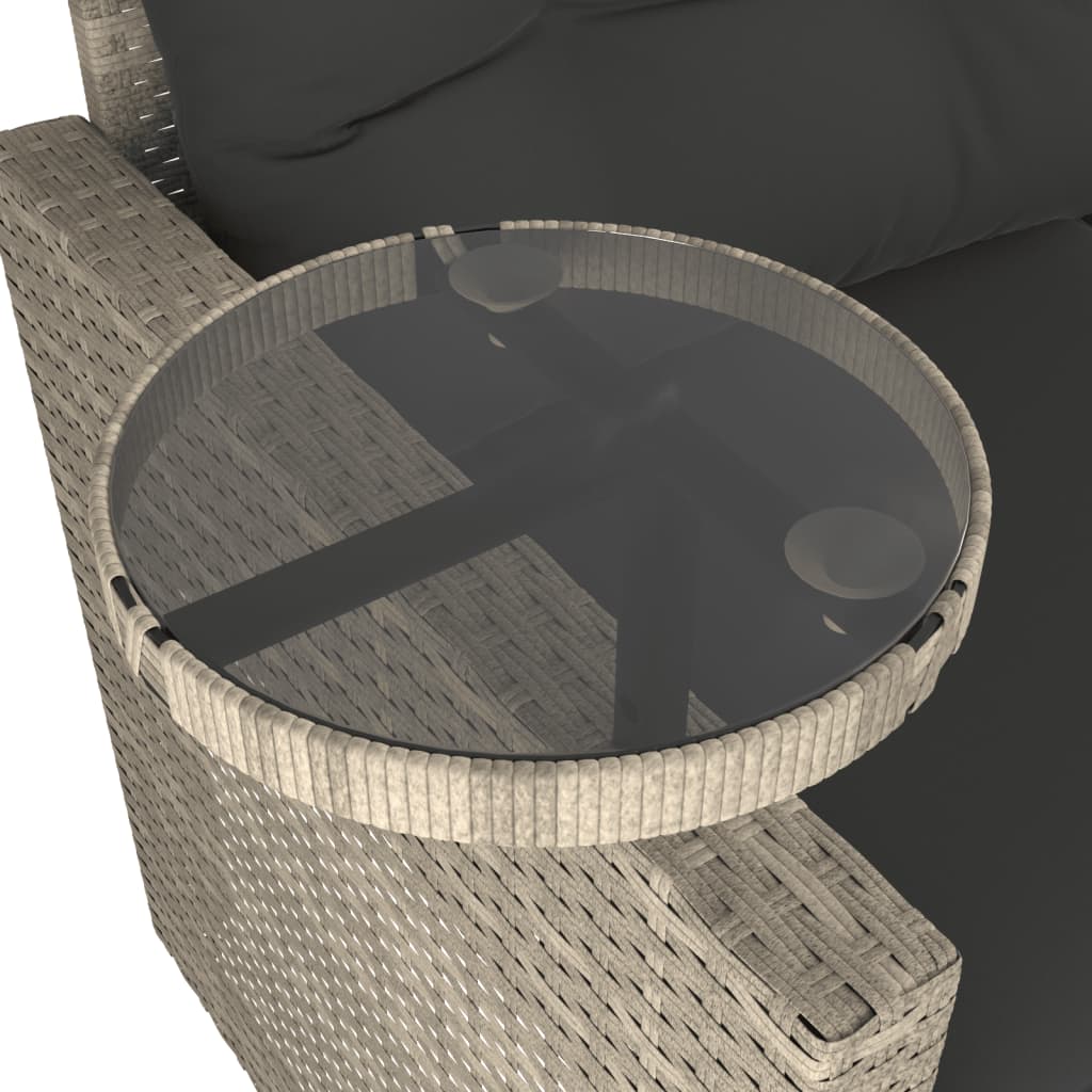 3-tlg. Garten-Sofagarnitur mit Kissen Schwarz Poly Rattan