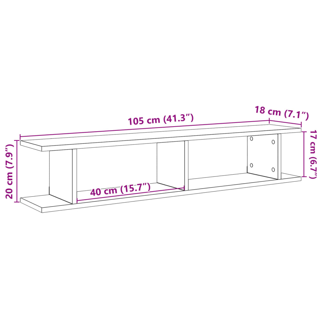 Wandregale 2 Stk. Weiß 75x18x20 cm Holzwerkstoff