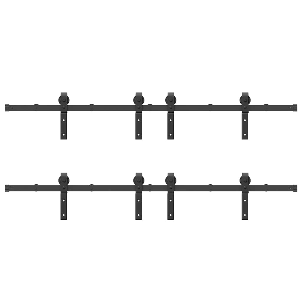 Schiebetürbeschlag-Set 366 cm Stahl Schwarz