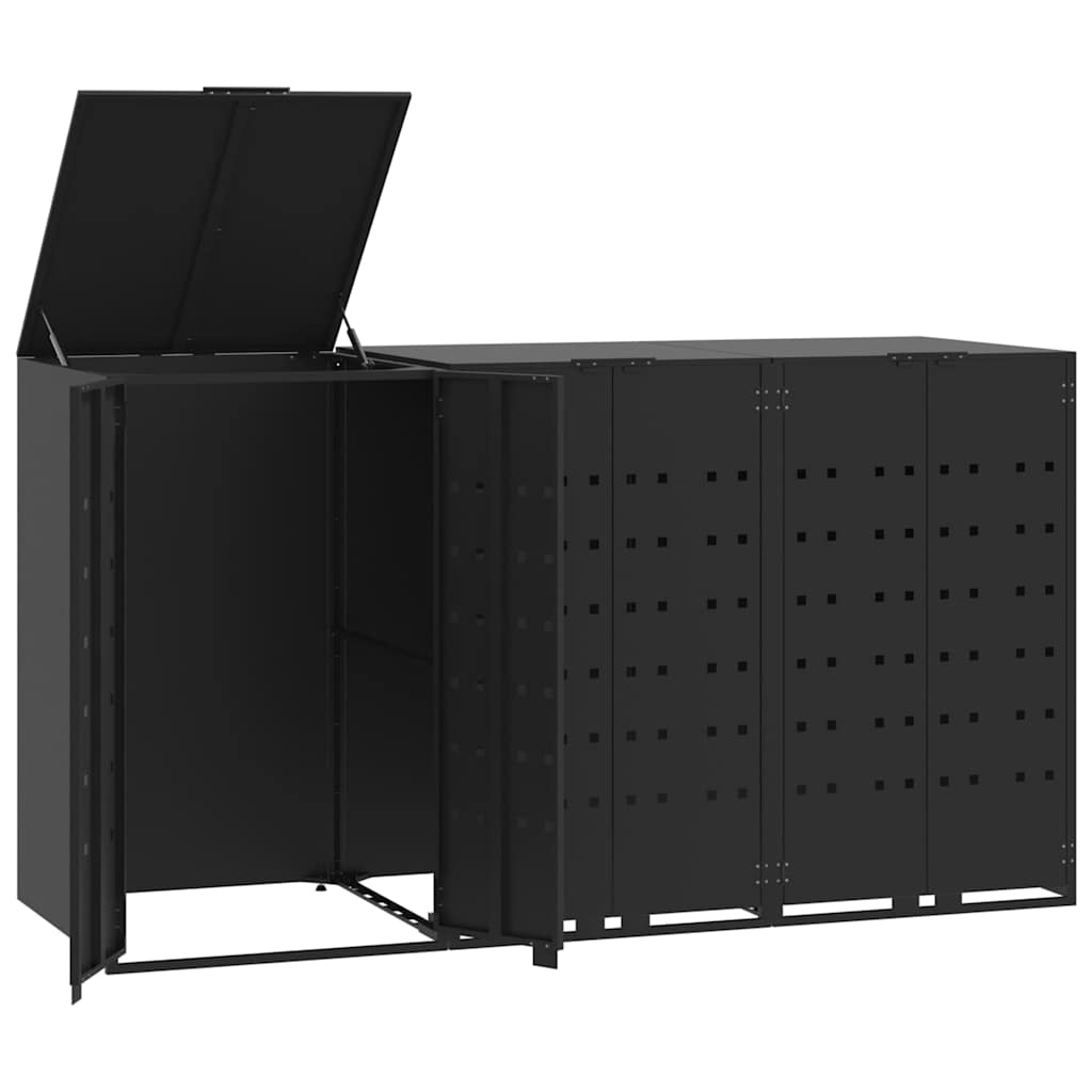 Mülltonnenbox für 2 Tonnen Schwarz 138x79x117 cm Stahl