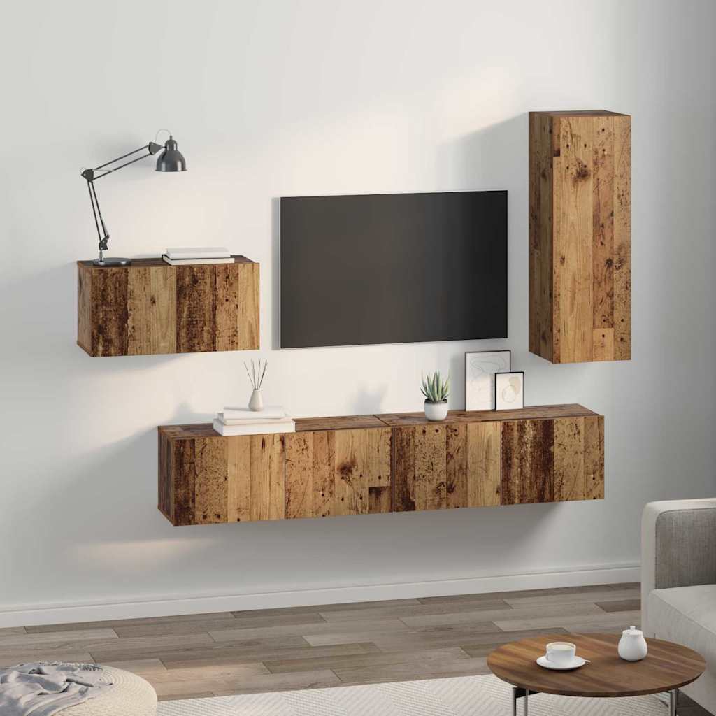 4-tlg. TV-Schrank-Set Weiß Holzwerkstoff