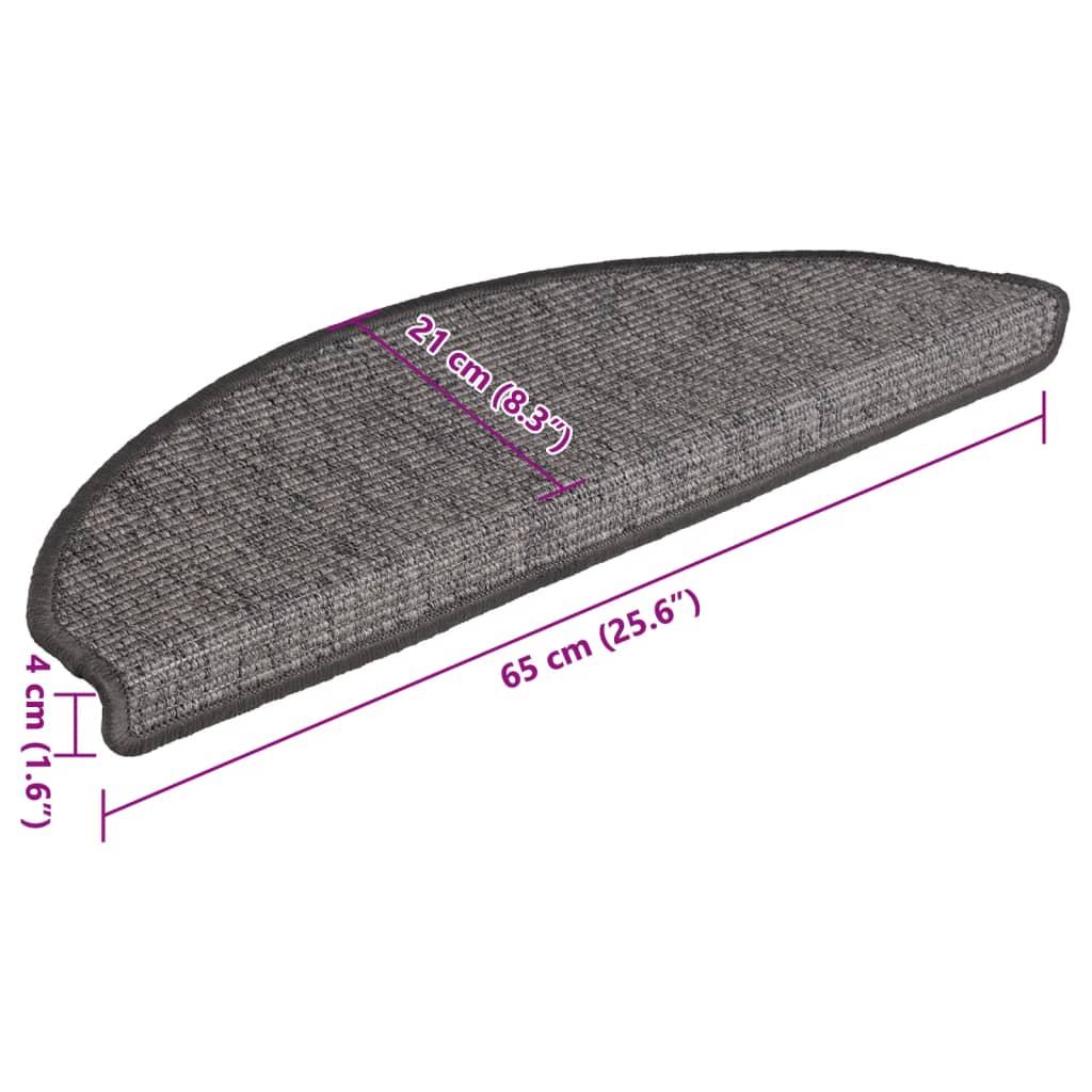Stufenmatten 15 Stk. 56x17x3 cm Beige und Grau Halbrund