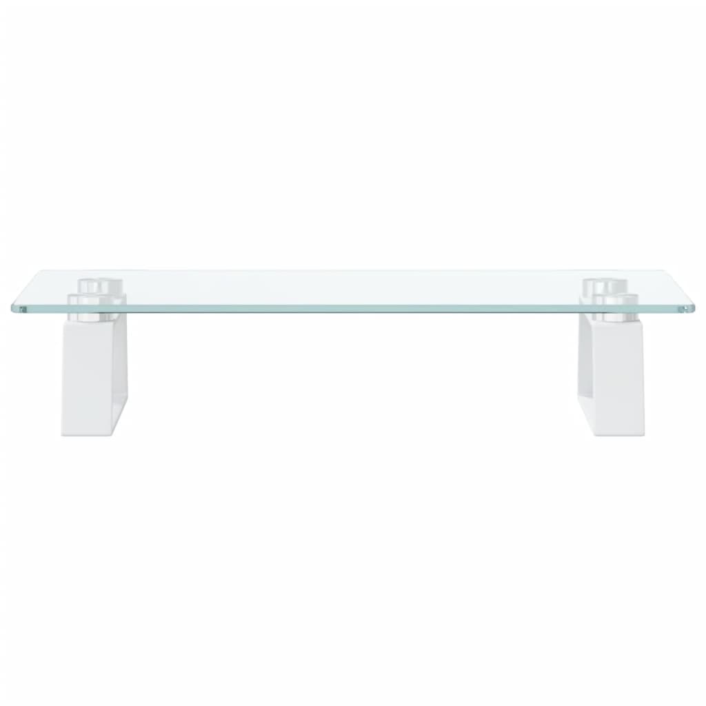 Monitorständer Weiß 60x20x8 cm Hartglas und Metall