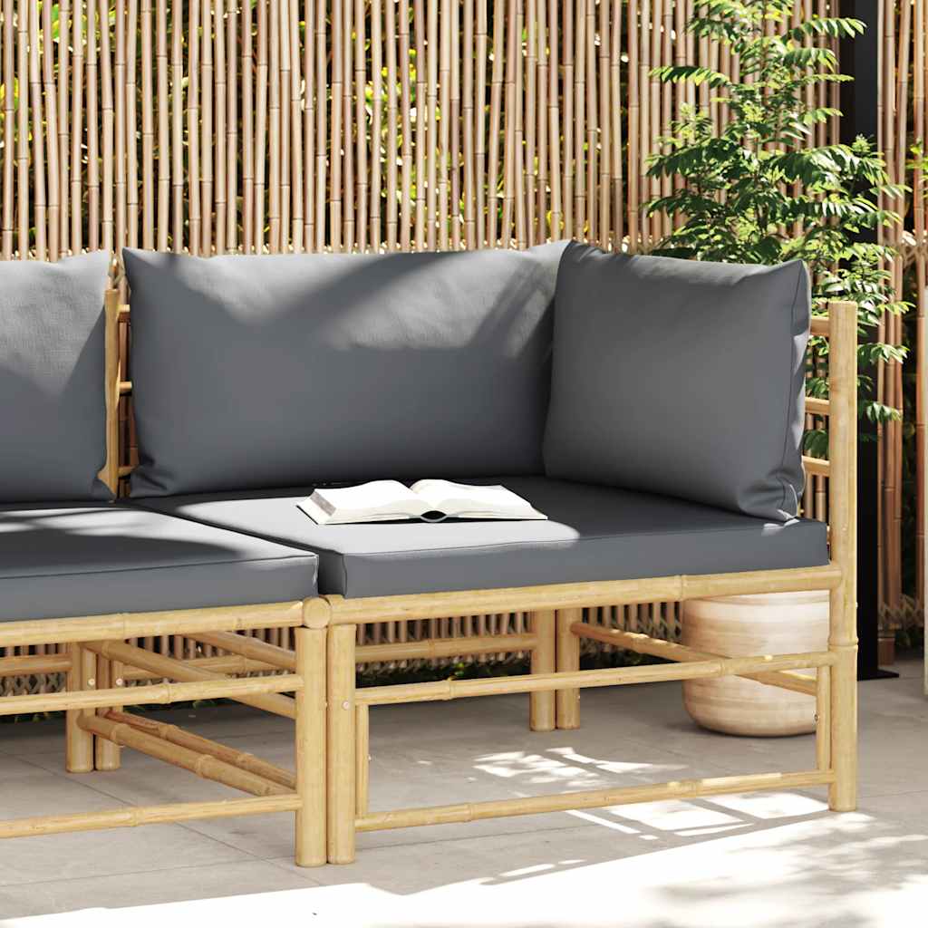3-tlg. Garten-Lounge-Set mit Kissen Bambus