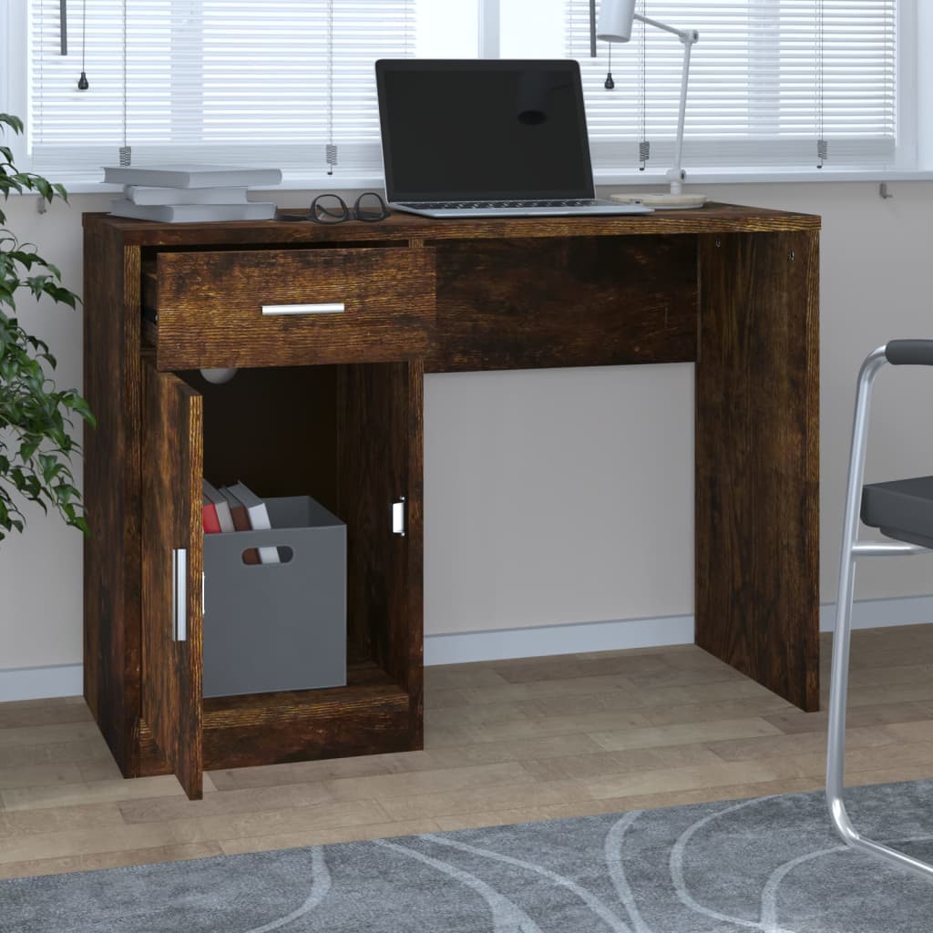 Schreibtisch mit Schublade und Schrank Eiche 100x40x73 cm
