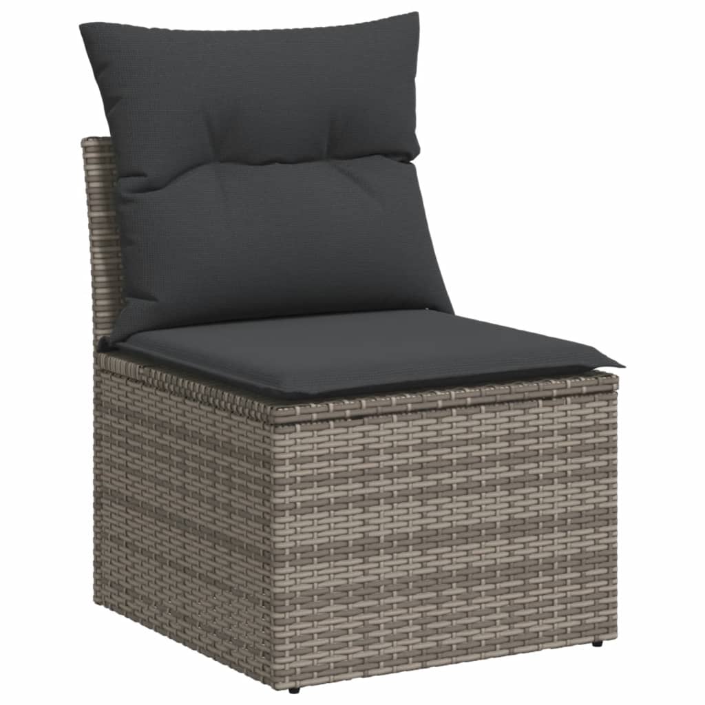 13-tlg. Garten-Sofagarnitur mit Kissen Schwarz Poly Rattan