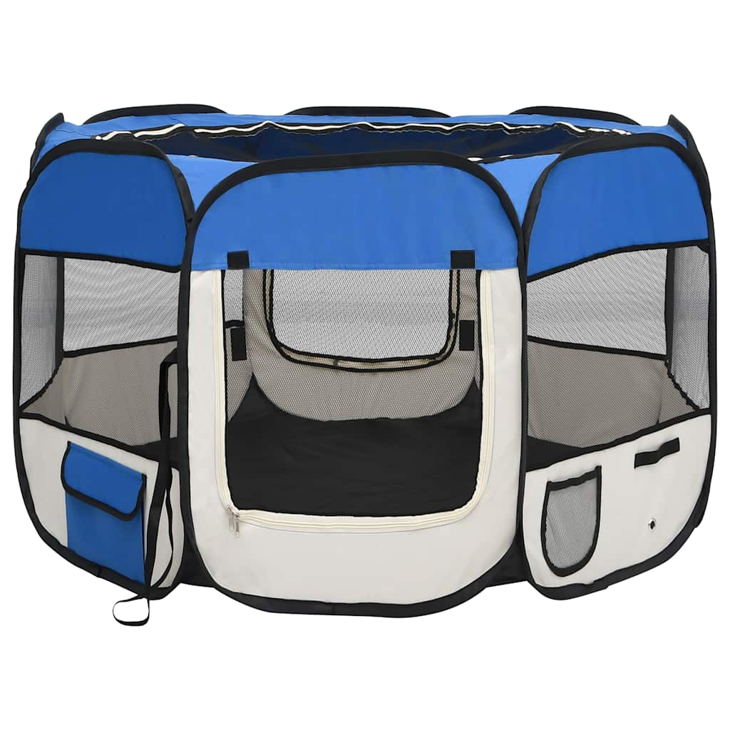Faltbarer Welpenlaufstall mit Tragetasche Schwarz 90x90x58 cm