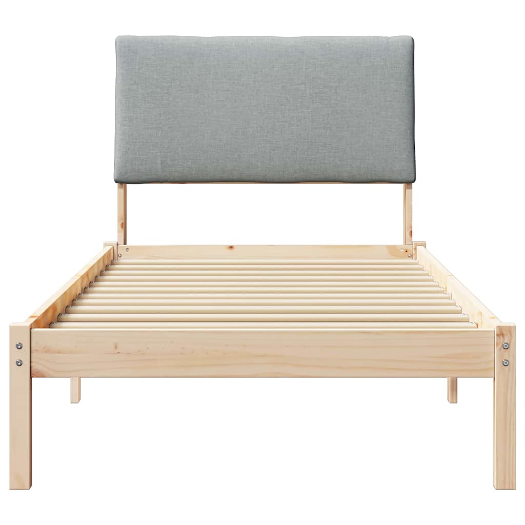 Bettgestell Braun und hellgrau 200 x 200 cm Massivholz Kiefer