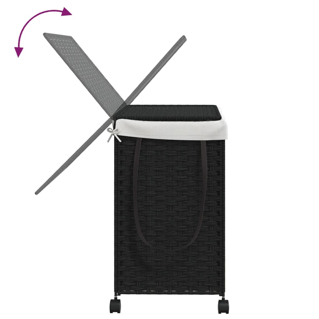 Wäschekorb mit Rollen 60x35x60,5 cm Rattan