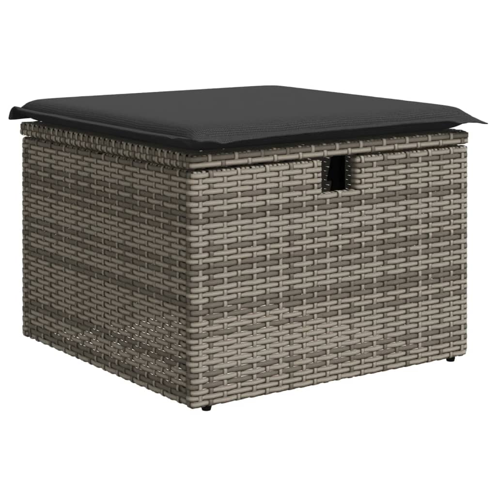 Gartenhocker mit Kissen Schwarz 55x55x37 cm Poly Rattan