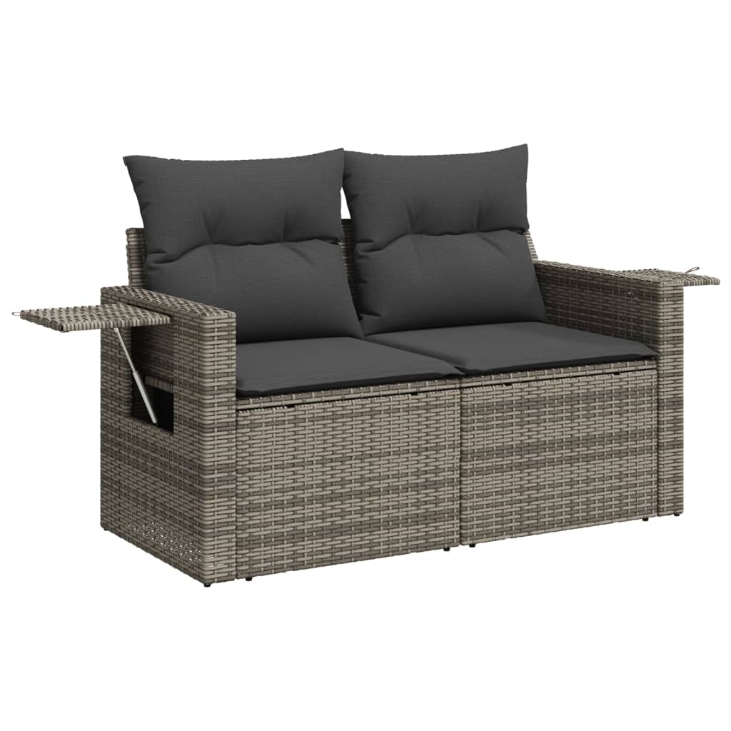 13-tlg. Garten-Sofagarnitur mit Kissen Schwarz Poly Rattan