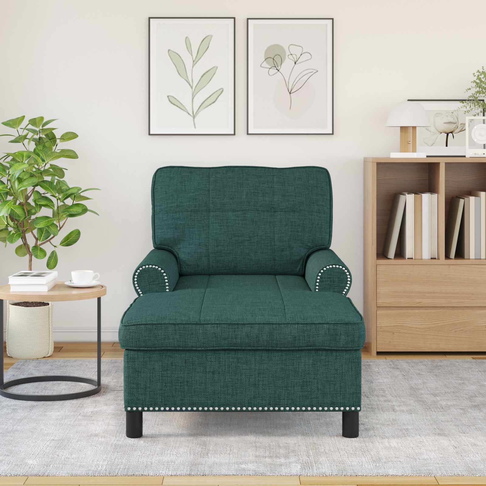Lounge-Liege mit Kissen Hellgrau 91 x 157 x 91 cm Stoff