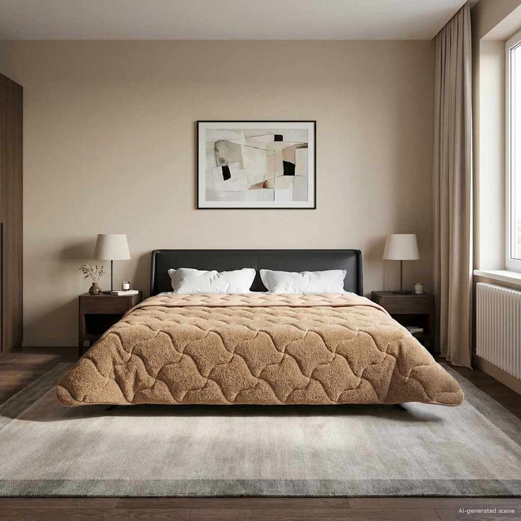 Sommerdecke Anthrazit 135 x 200 cm Mikrofaser und Teddy-Fleece