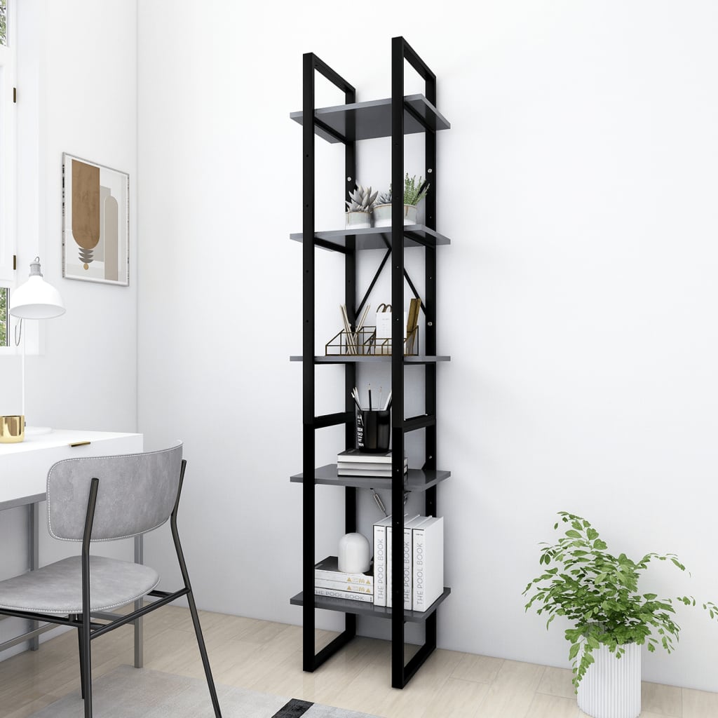Bücherregal 5 Fächer Weiß 40x30x175 cm Holzwerkstoff