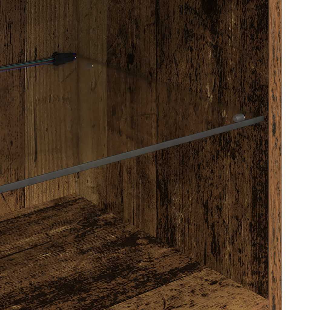 5-tlg. Wohnwand mit LED-Beleuchtung Weiß Holzwerkstoff