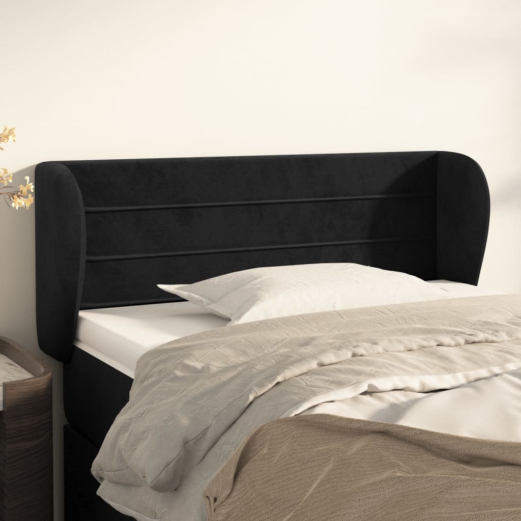 Kopfteil mit Ohren Dunkelblau 203x23x118/128 cm Samt