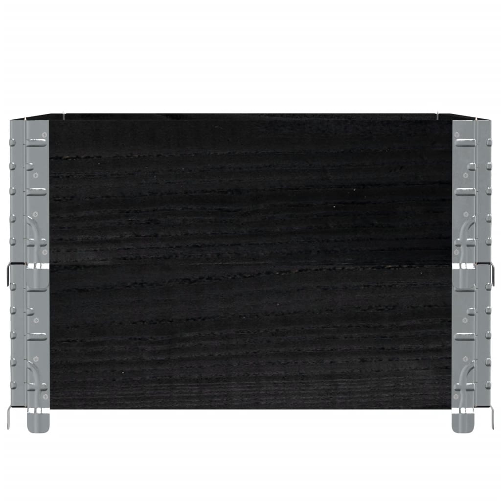 Paletten-Aufsatzrahmen Schwarz 80x60 cm Massivholz Kiefer