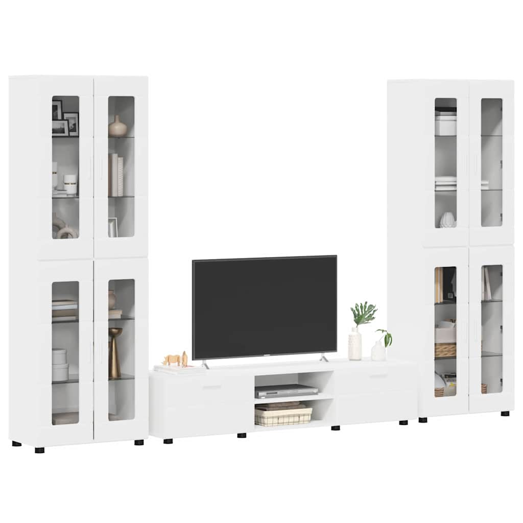 Highboard mit Regal FLORIN Weiß 60 x 35 x 182 cm Holzwerkstoff