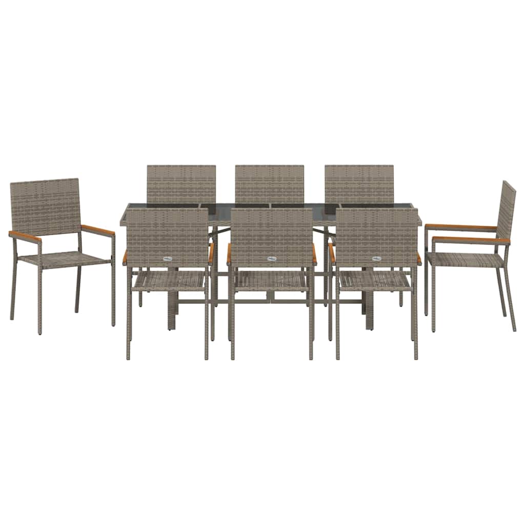 Garten Essgruppe 7 pcs Schwarz Poly-Rattan