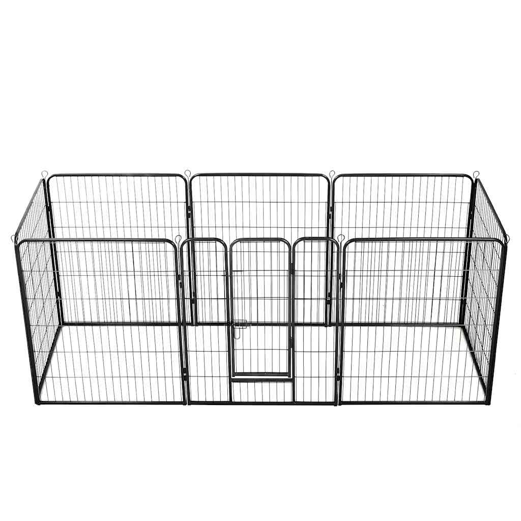 Hunde-Laufgitter 8 Paneele Stahl 60 x 80 cm Schwarz