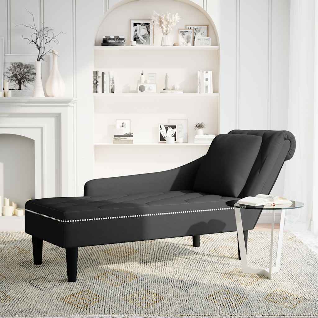 Chaiselongue mit Kissen und Rechter Armlehne Blau Samt
