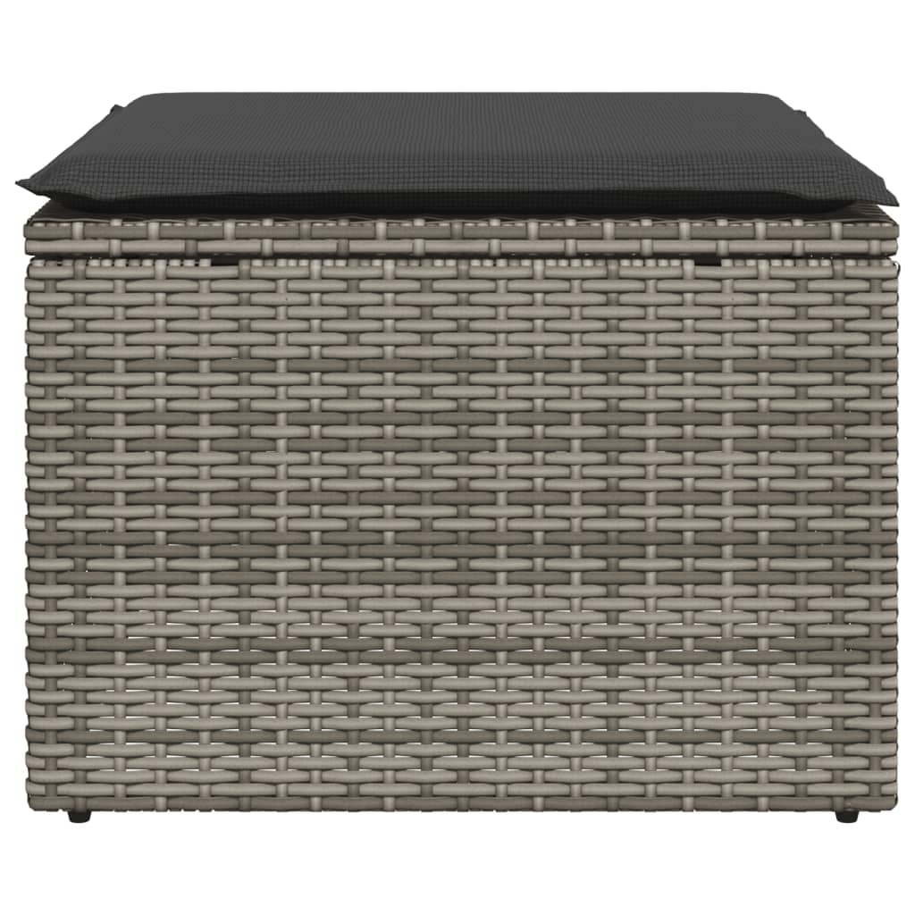 Gartenhocker mit Kissen Schwarz 55x55x37 cm Poly Rattan