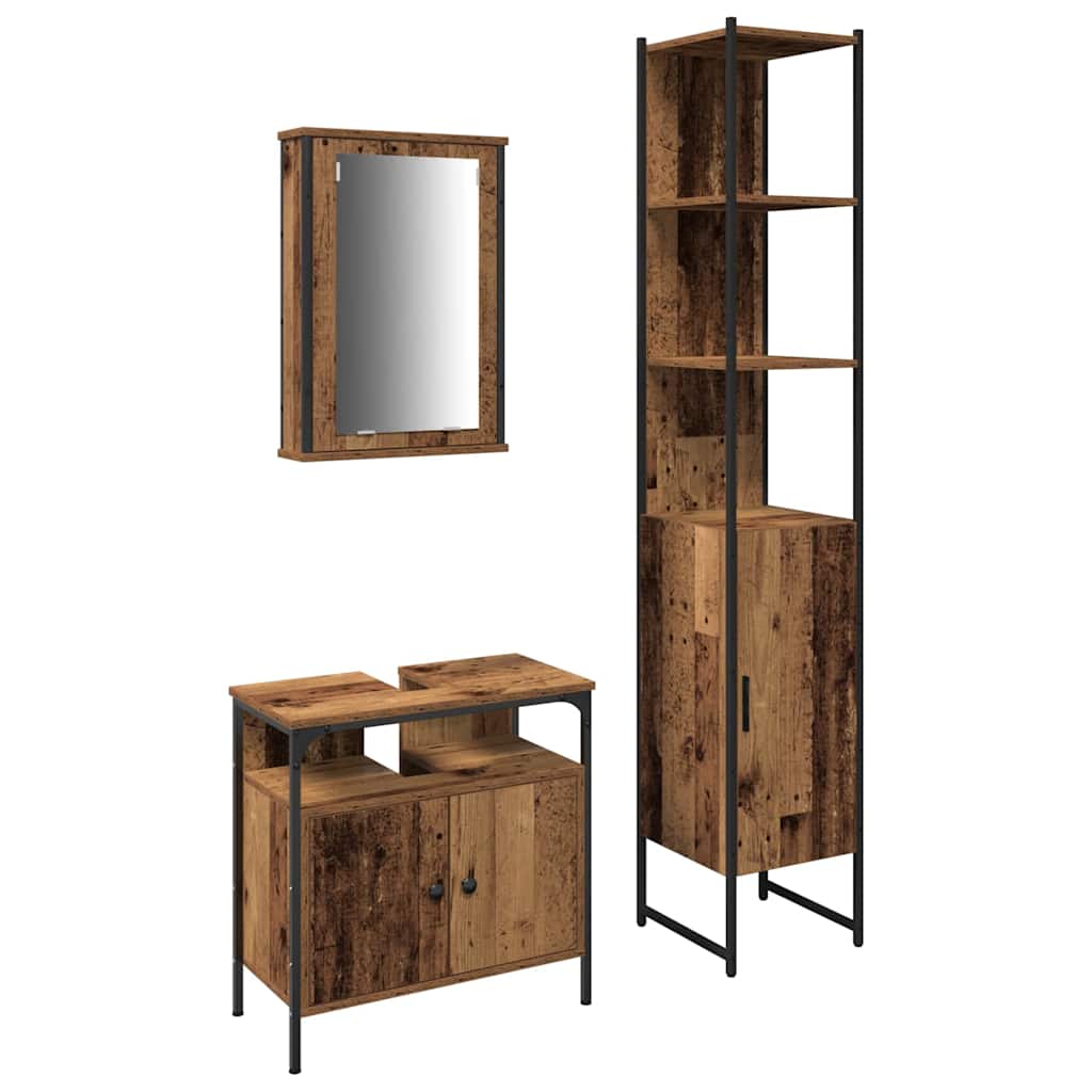 3-tlg. Badmöbel-Set Räuchereiche Holzwerkstoff