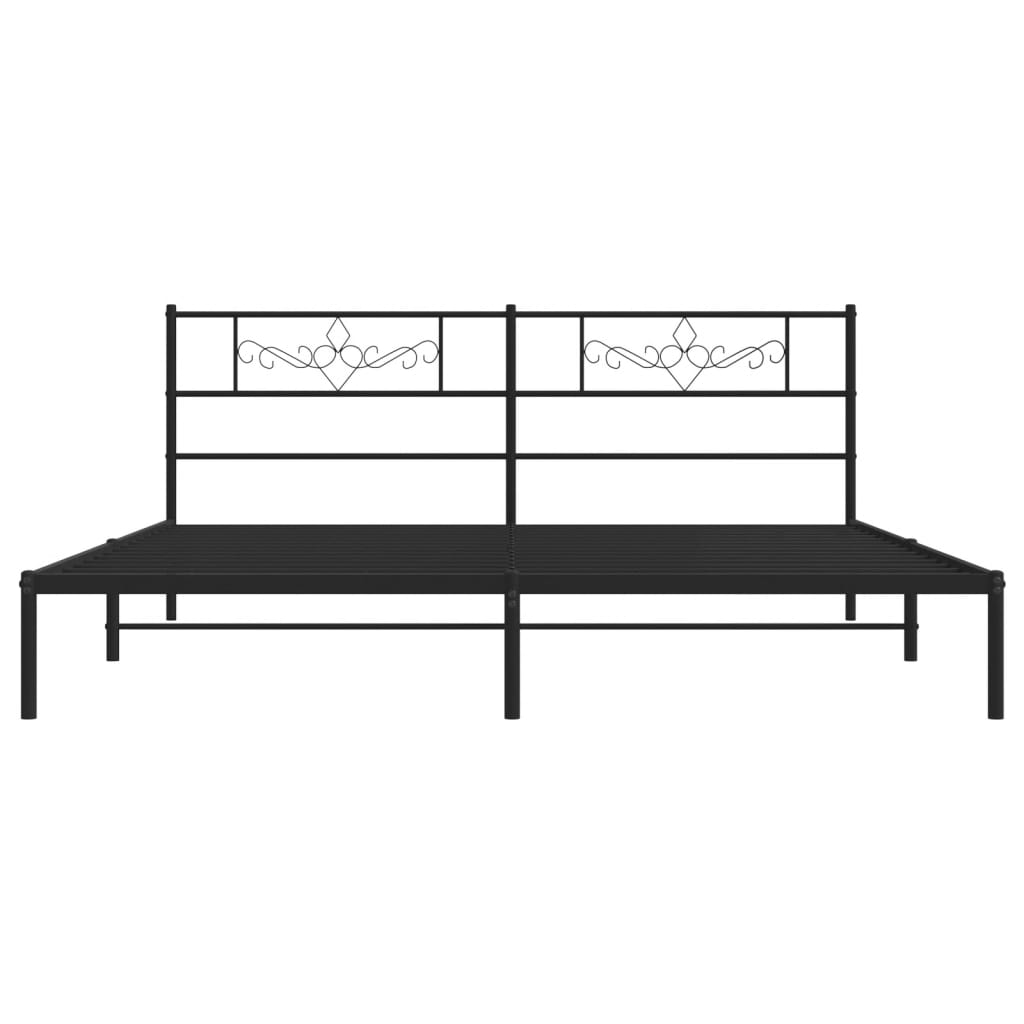 Bettgestell mit Kopfteil Metall Schwarz 100x190 cm