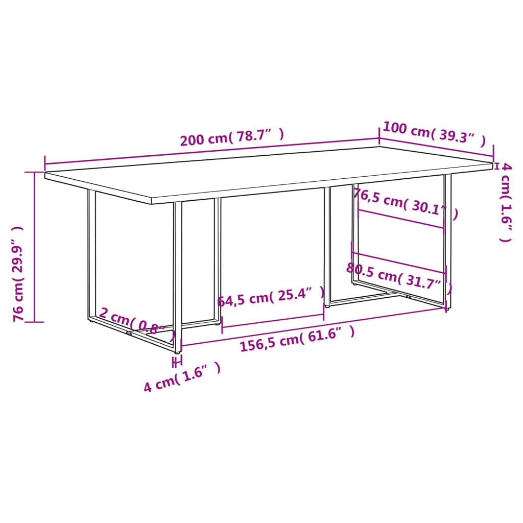 Esstisch 110x55x75,5 cm Massivholz Mango